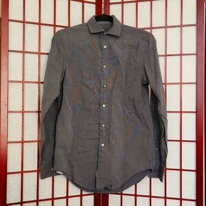 Calvin Klein Gray/White striped long-sleeved dress shirt. Size 14.5/32-33.